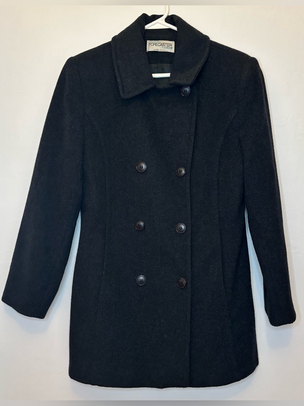 Forecaster of Boston Wool Cashmere Double Breasted Peacoat Black Size 4